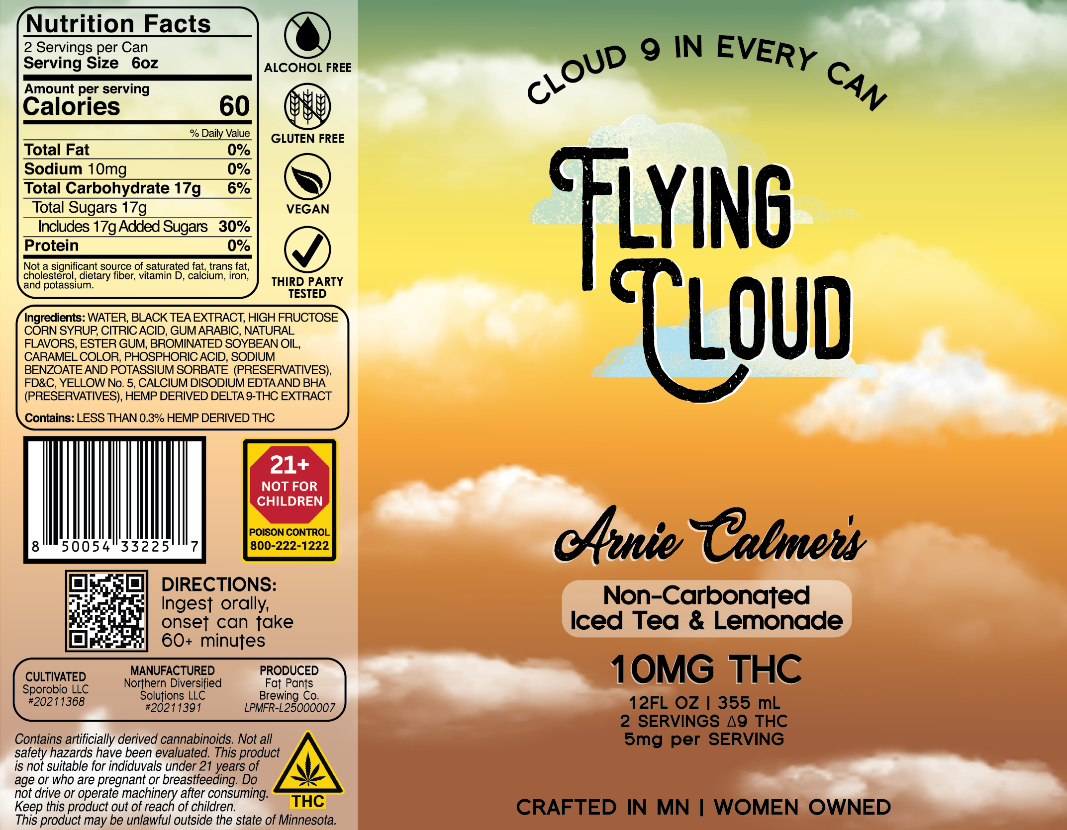 The label design of our "Arnie Calmer's" iced tea lemonade THC-infused drink.