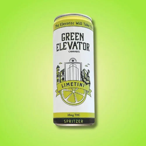 Green Elevator is a THC beverage company we co-pack for. This is an image of one of their cans.