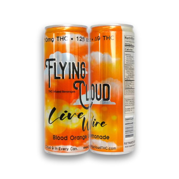 Two cans: Two Flying Cloud Blood Orange Delta 9 THC lemonade cans.