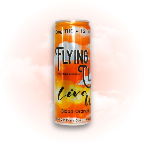 Single can: Flying Cloud Blood Orange Lemonade THC drink can.