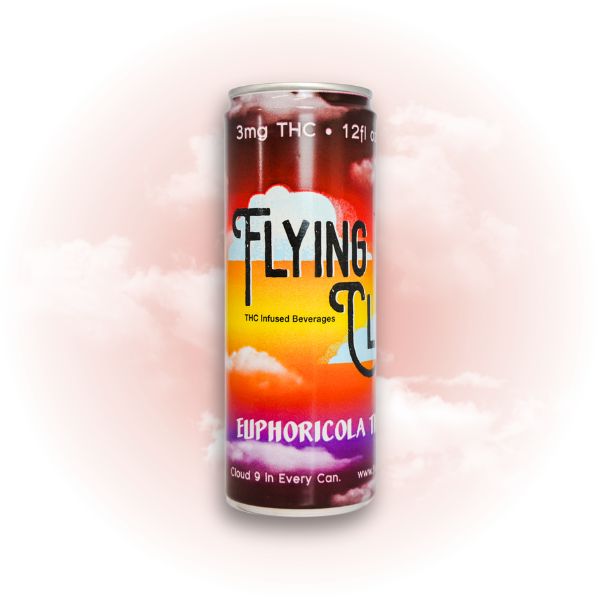 Single can: Flying Cloud Euphoricola THC cola drink can.