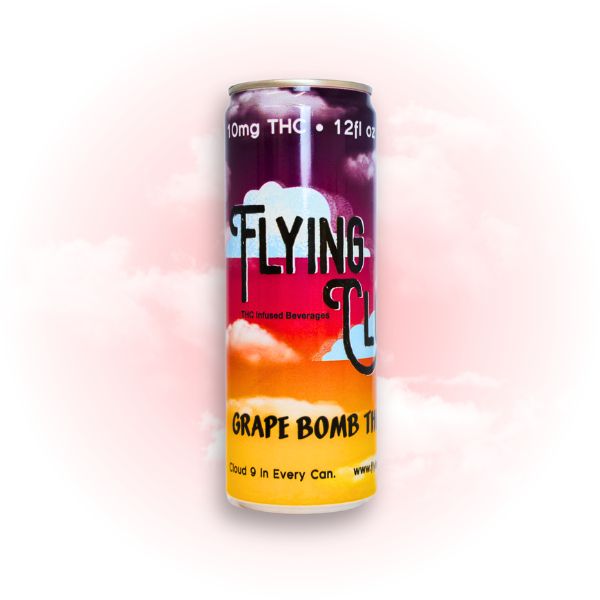 Single can: Flying Cloud Grape Bomb THC soda can.