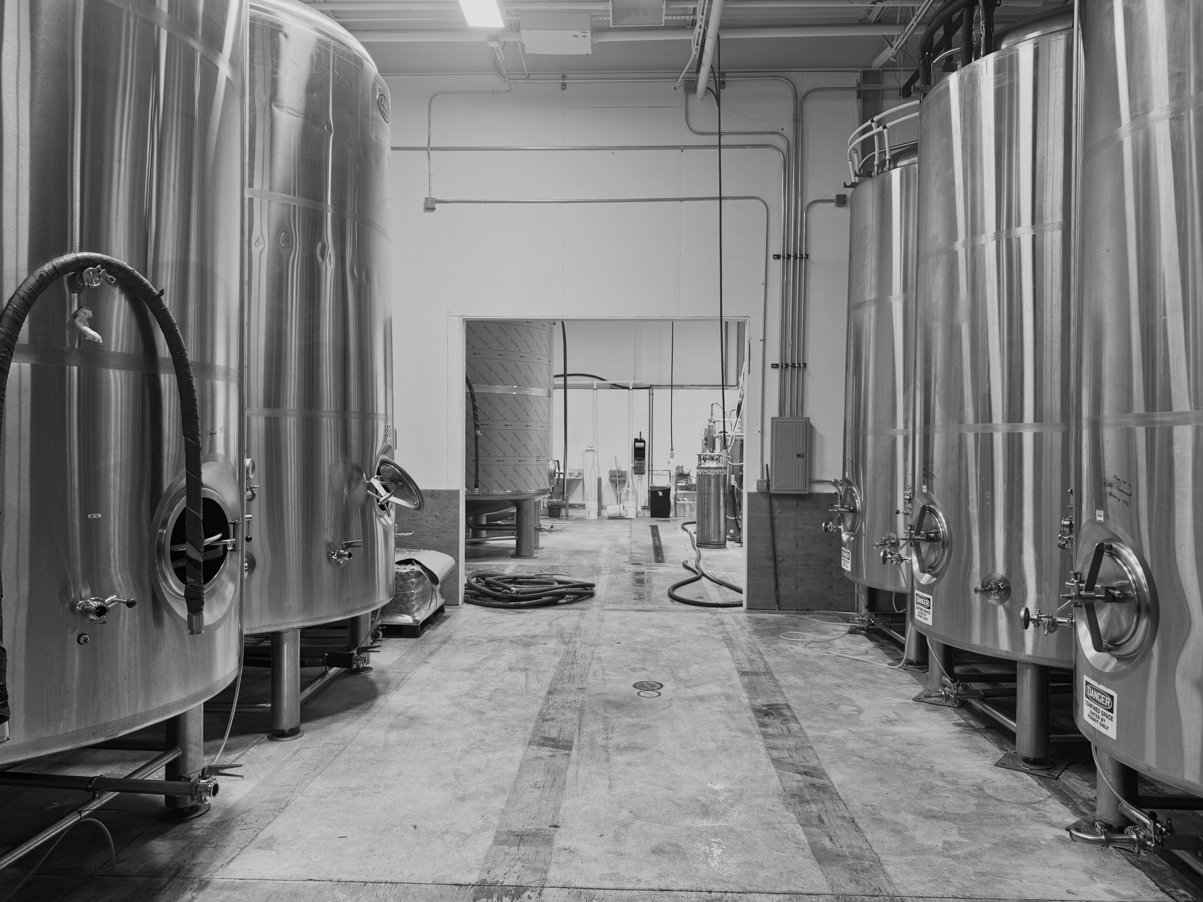 Another angle of the holding tanks at Flying Cloud's beverage co-packing facility in Minnesota.