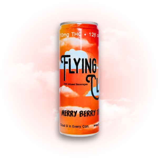 Single can: Flying Cloud Merry Berry Strawberry THC soda can.