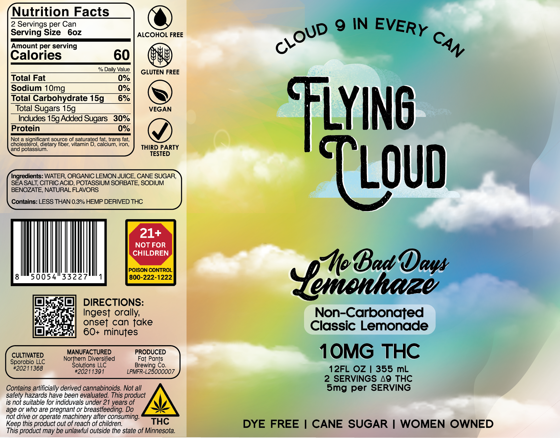 The label design of our "No Bad Days Lemonhaze" classic lemonade THC infused drink.